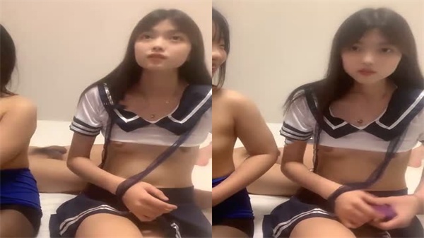 JK装甜美妹子和闺蜜口交伺候纹身小伙上位坐骑操逼