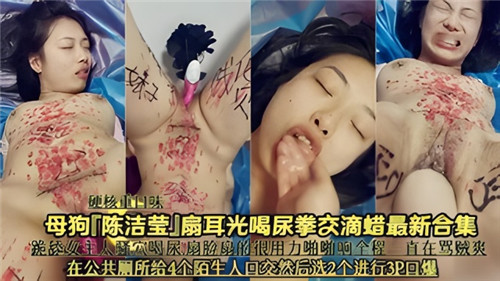 重口调教！母狗陈洁莹遭扇耳光、喝尿、拳交、滴蜡，SM凌辱最新合集