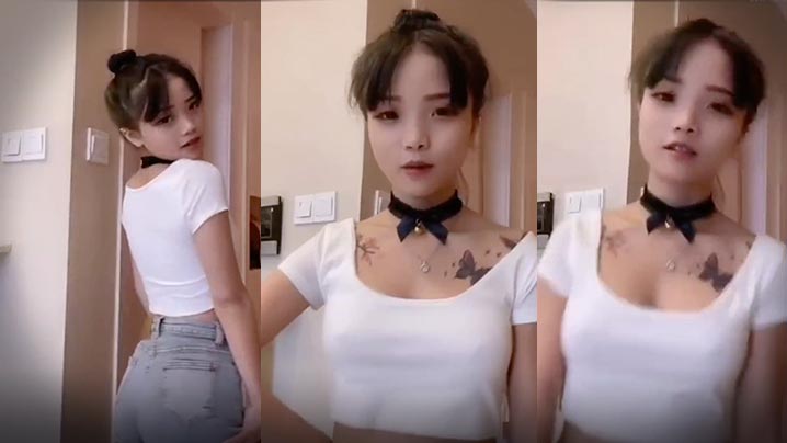 害羞的网红美女直播跳舞.